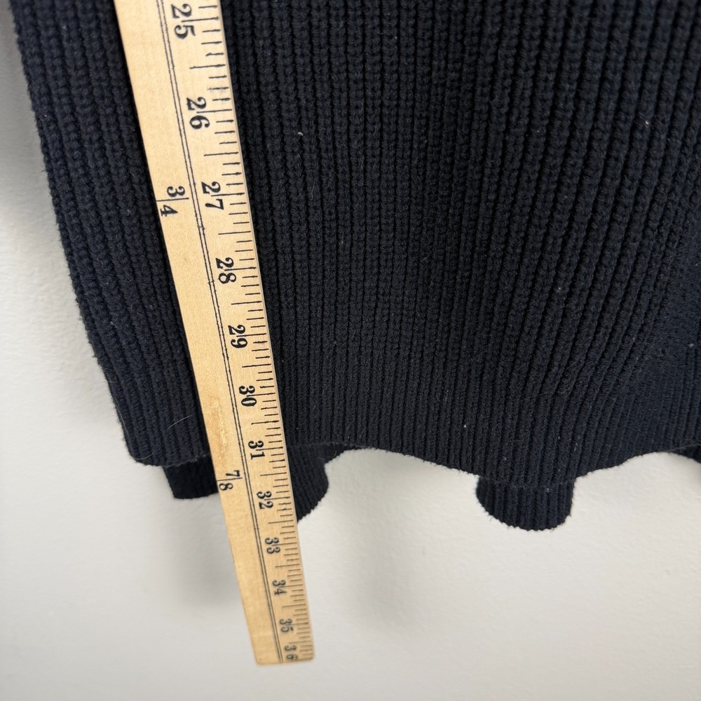 Express Shaker Sweater Women's Large Black Ribbed Knit EXP‎ Logo Cotton Pullover - Picture 9 of 13